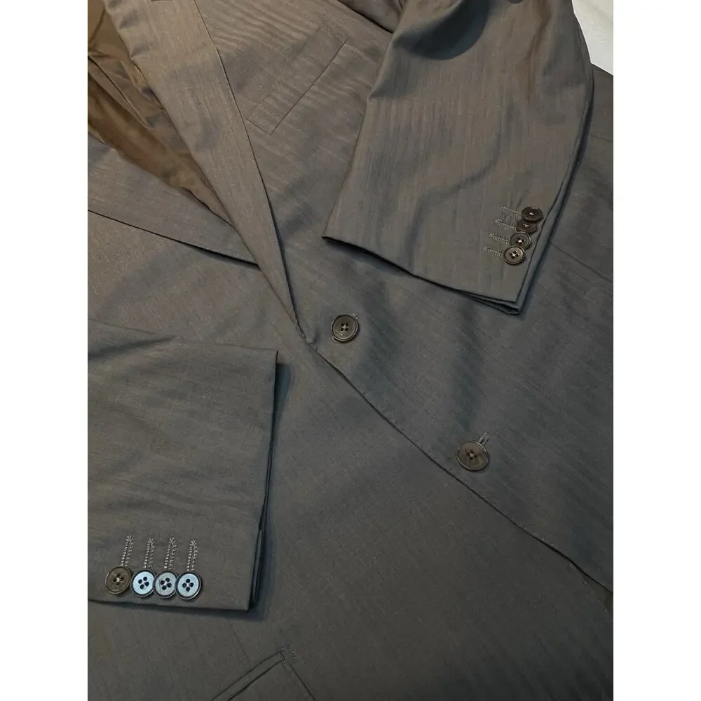 Ermenegildo Zegna Su Misura 48x50L 43x32 ROM Taupe Brown Tonal Stripe Suit
